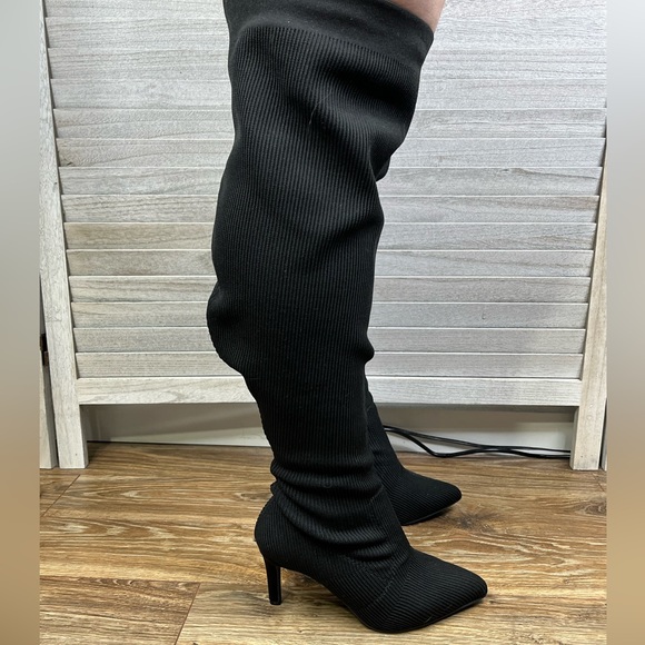 TORRID Knit Stiletto Over the Knee Boot Black-6WW - Picture 3 of 6